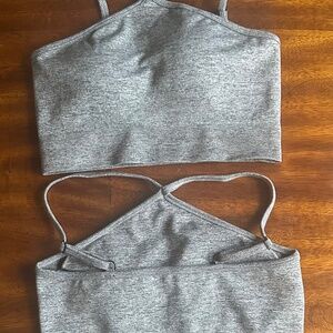 Halter sports bra, size small, grey, pack of 2